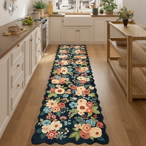 DUKINO 2.6x10 Runner Rug for Hallway, Washable Rug Non Slip, Navy Blue - Image 5