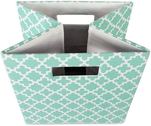 DII Hard Sided Collapsible Fabric Storage Container for Nursery, Offices, & Home Organization, (13x13x13) - Lattice Aqua - Image 5