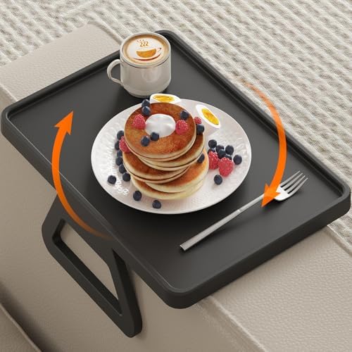 Lifewit Adjustable Couch Arm Tray, Plastic Rotating Sofa Armrest Tray Table by Lifewit