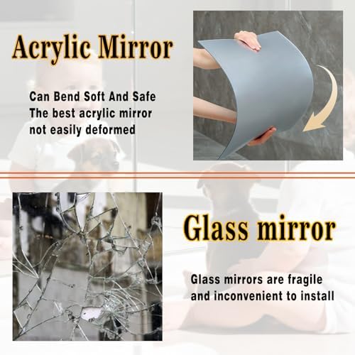 9PCS Wall Mirror Tiles, UpgradeShatterproof Self-Adhesive Full Length Mirror for Bedroom, Bathroom, Home Gym - Frameless Acrylic Tiles for Home Decor 17.8'' x 12'' - Image 4