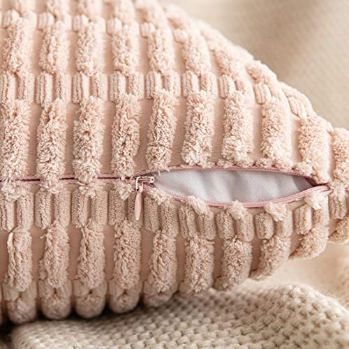 MIULEE Corduroy Decorative Throw Pillow Covers 18x18 Pink Pack of 2 - Image 2