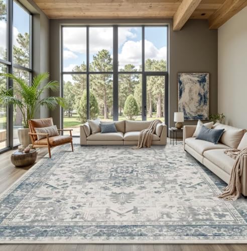 Rugxara 9x12 Extra Large Area Rug,Neutral Vintage Boho Rug for Living Room by Rugxara