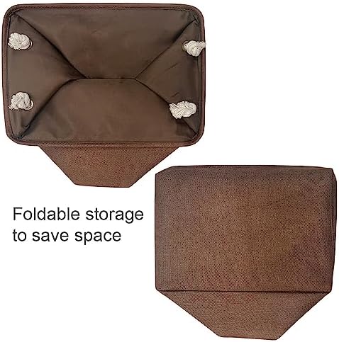 TheWarmHome Organization and Storage Basket for Shelves - 3 Pack 16x12x12 inch Fabric Storage Cubes, Cube Storage Bin for Organizing Closet Cloth Organizer Gift Toy (White & Brown) - Image 7