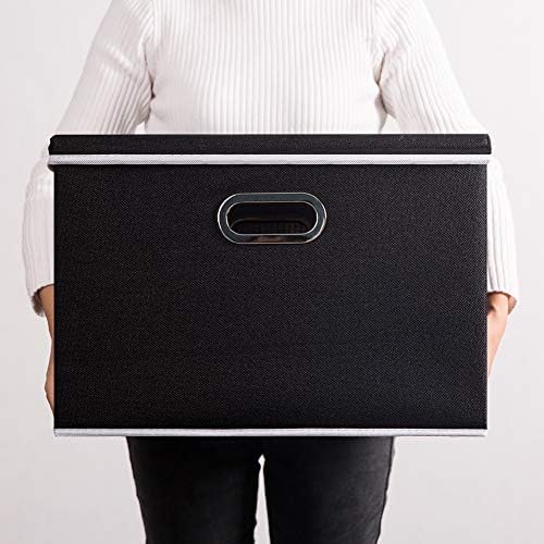 PRANDOM Large Foldable Storage Boxes with Lids [5-Pack] Organizer Containers Baskets Cube with Cover for Home Bedroom Closet Office Black17.7x11.8x11.8 For 6+ Year Old Boys and Girls - Image 7