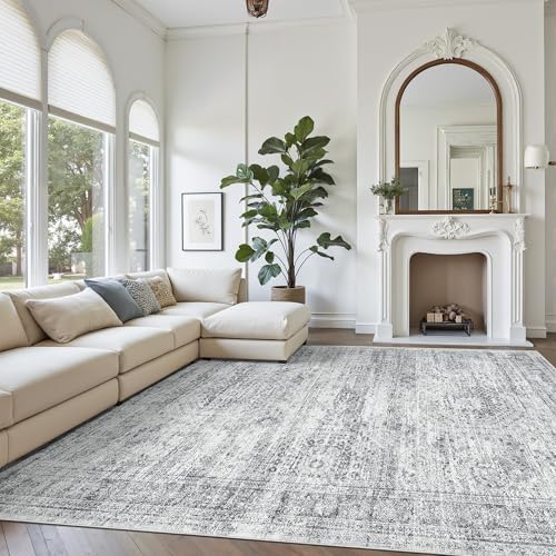 Soalmost Washable Area Rug 8x12 Large Soft Grey Rugs for Living Room - Image 4