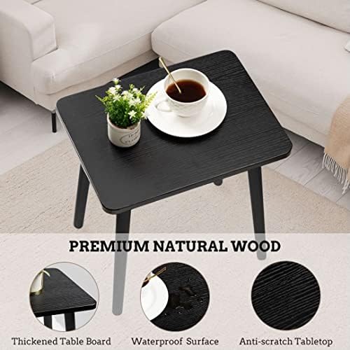FORAOFUR Side Table, Modern Accent End Table with Wooden Legs, Easy to Assemble Mini Living Room Table for Sofa Bedroom, Minimalist Black Furniture for Small Apartments and Limited Spaces - Image 5