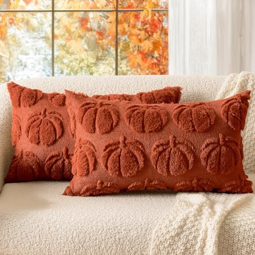 MIULEE Fall Pillow Covers Pumpkin Fall Decor Lumbar 12x20 Rust by MIULEE