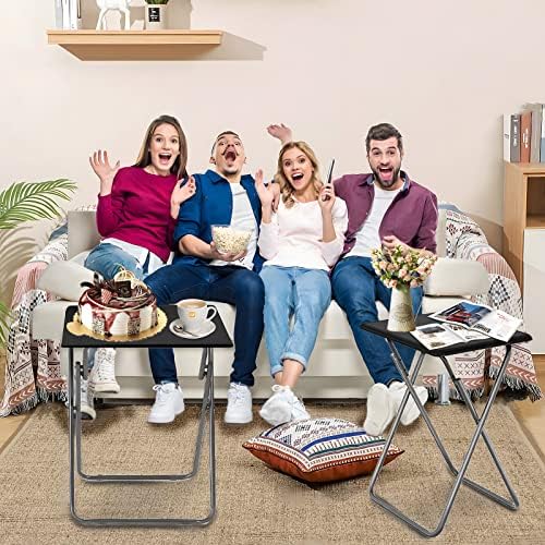 Garden 4 you Folding TV Tray Table,TV Dinner Table with Sturdy MDF Top,Eating Trays for Living Room with No Assembly Required, 2PCS (Black) - Image 7