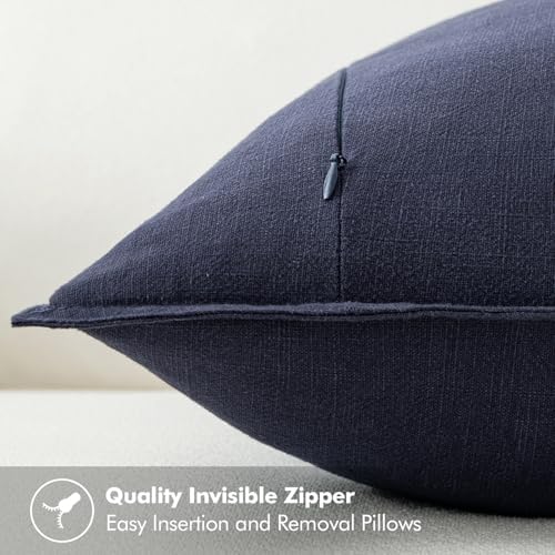 MIULEE Decorative Linen Euro Sham Pillow Covers 24x24 Navy - Image 3