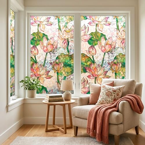 Lotus Flower 3D Prism Window Film Privacy Static Cling Anti UV 17.5x78.7in - Image 4