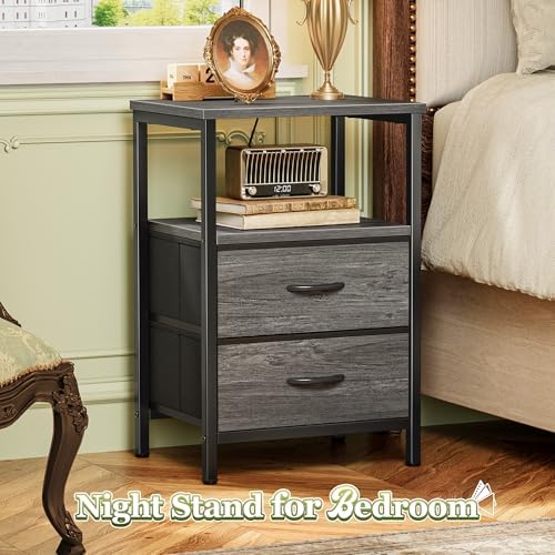 Huuger Night Stand Set of 2, Nightstand with 2 Drawers, Bedside Table - Image 4