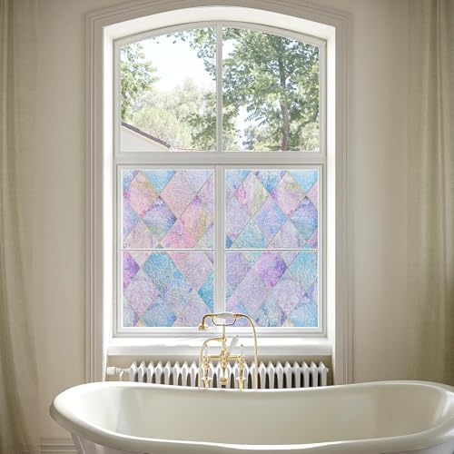 LaCheery 23.6"x78.7" Window Privacy Film Static Cling Stained Glass Window Film Decorative Colorful Privacy Sticker Removable UV Blocking Vinyl Films for Bathroom Glass Windows Doors Cars Home Decals - Image 2
