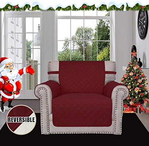 Easy-Going Reversible Couch Cover, Small Chair, Christmas Red/Ivory - Image 2