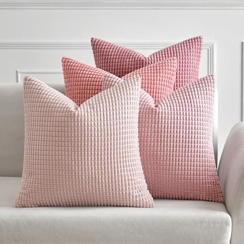 MIULEE Decorative Pillow Covers 20x20 Inch Set of 4 Aesthetic Pink by MIULEE