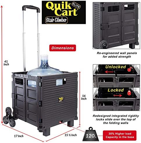dbest Products Quik Cart Elite Stair Climber Rolling Crate - Black - Image 4