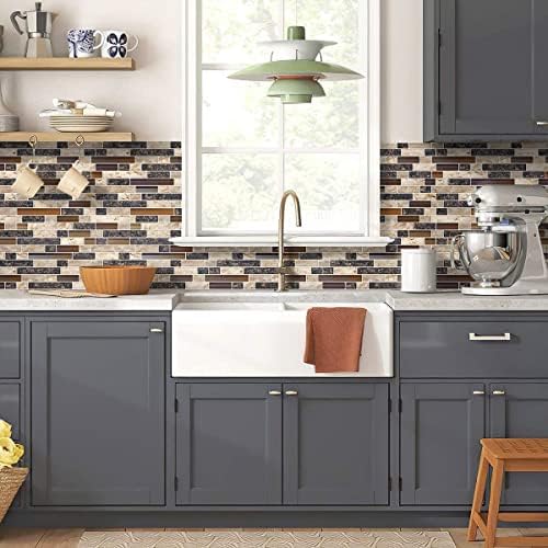 STICKGOO Thicker Design Peel and Stick Tile Backsplash, 12”×12”Stick on Backsplash for Kitchen, Self Adhesive Tile Stickers for Kitchen Backsplash and Bathroom(10 Sheets, Sand Brown) - Image 5