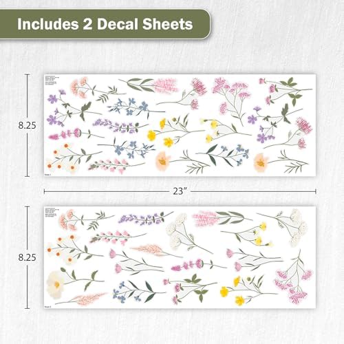 Pastel Wildflower Wall Decals - Set of 37 Peel & Stick Botanical Flower Stickers for Bedroom, Nursery & Living Room - Removable Yellow, Pink & Purple Floral Wall Decor - Image 6