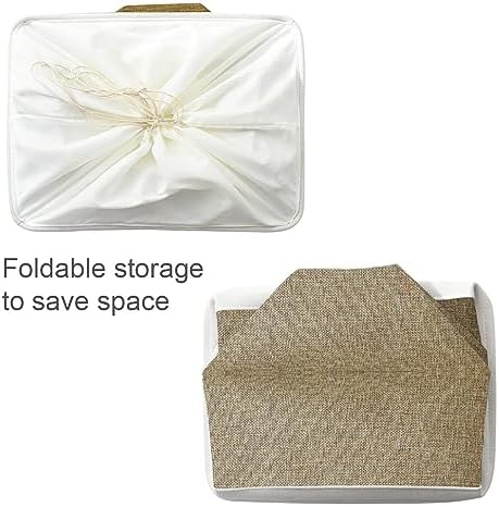 TheWarmHome Organization and Storage Basket for Organizing - X Large - 3 Pack 17.7L×13.8W×9.8H in Collapsible Storage Bin for Shelves, Fabric Basket for Gifts Organizer Toy Closet (White & Khaki) - Image 7
