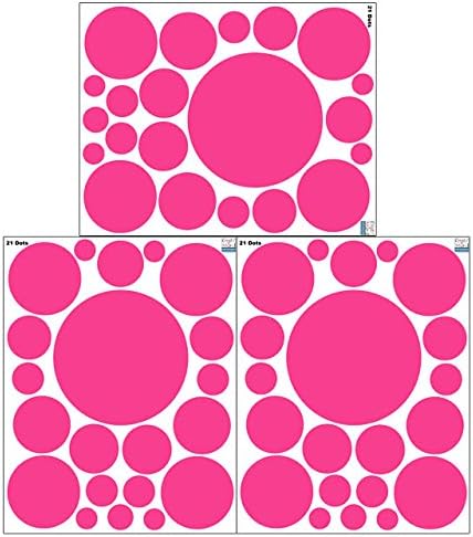 Polka Dot Wall Decals (63) Girls Room Wall Decor Stickers, Wall Dots, Vinyl Circle Peel & Stick DIY Bedroom, Playroom, Kids Room, Baby Nursery Toddler to Teen Bedroom Decoration 3"-6.5" (Hot Pink) - Image 3