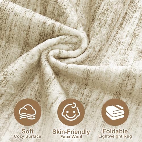Nakagishi 8X10 Area Rugs Living Room: Washable Large Vintage Rug Neutral Non-Slip Soft Stain Resistant Indoor Carpet for Bedroom Nursery Dining Room Office Playroom - Brown-01 - Image 3