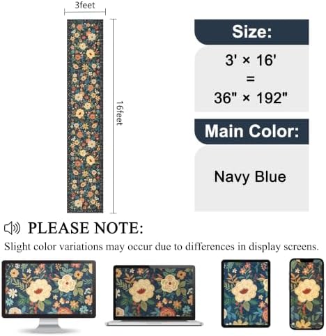 DUKINO 3x16 Runner Rug for Hallway, Non Slip Long Washable Rug, Navy Blue - Image 2