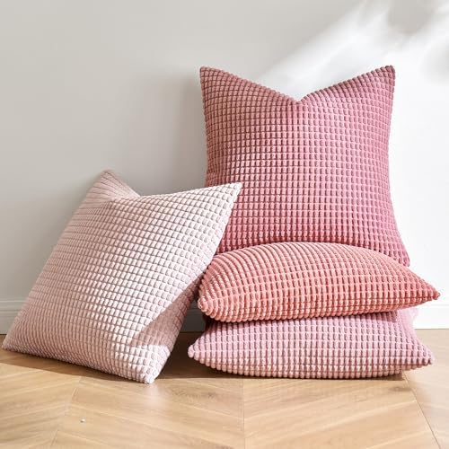 MIULEE Decorative Pillow Covers 18x18 Inch Set of 4 Aesthetic Pink - Image 2