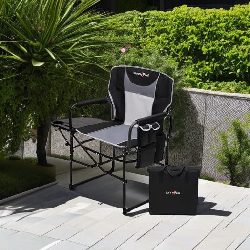 SUNNYFEEL Oversized Camping Chair Portable Directors Chairs with Side Table - Image 6