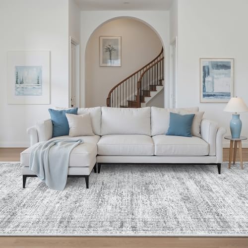 Soalmost Washable Hallway Runner Rug 4x10 Kitchen Entry Rugs Non-Slip, Grey by Soalmost