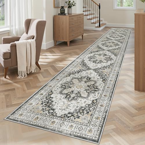 Madane Washable Runner Rugs 2x12 Long for Hallway Kitchen Soft, Black by Madane