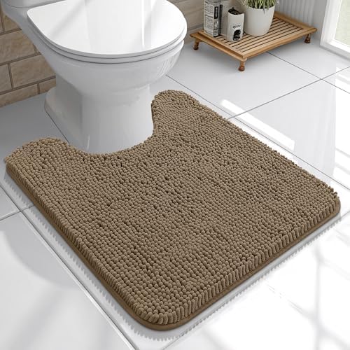 OLANLY Toilet Rugs U-Shaped 20x20, Soft Absorbent Chenille Contour Rugs by OLANLY
