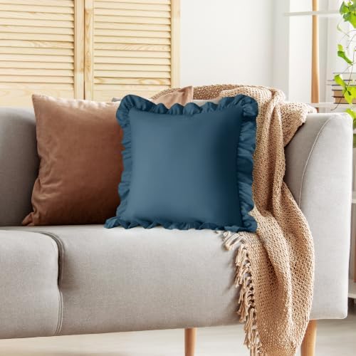 KKJIAF 2 Pack Ruffle Pillow Cases 20x20 Inches, Dark Blue - Image 5