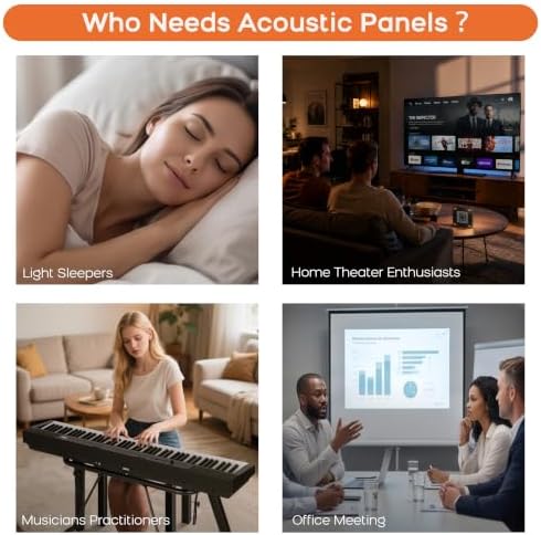 BUBOS 6 PCS Art Sound Absorbing Panels 23.6x23.6" Decor Acoustic Wall Panel | 0.7" Thick Composite Acoustic Panels, Nail-Down Secure Large 3D Sound Wall Panel for Studio Living Room & Office - Image 5