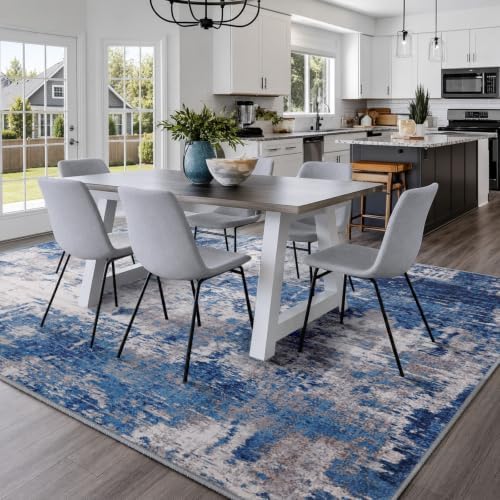 RELEANY Washable 10'x14' Abstract Area Rug for Living Room Blue Gray - Image 3