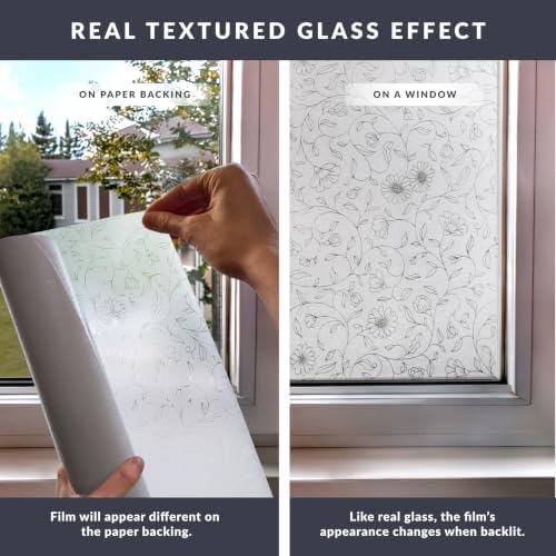 Wildflower Window Privacy Film by Artscape - Decorative Frosted Glass Design, Static Cling, Day and Night Privacy, Reduces Glare, Easy to Apply and Removable, Made in USA - 36 x 72 Inch - Image 5