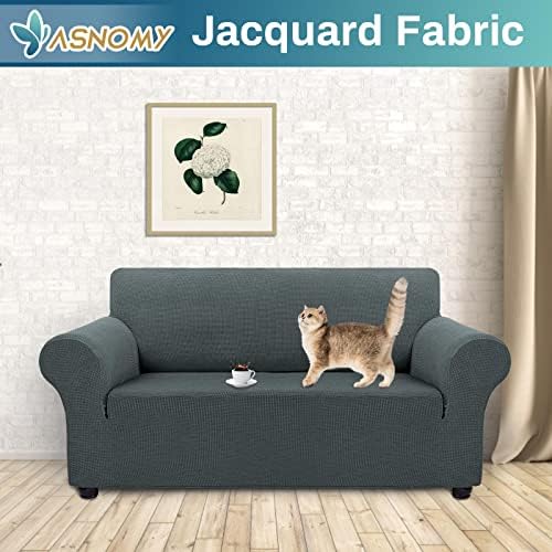 Asnomy Stretch Couch Covers Washable, loveseat Covers Slipcovers,Gray - Image 2