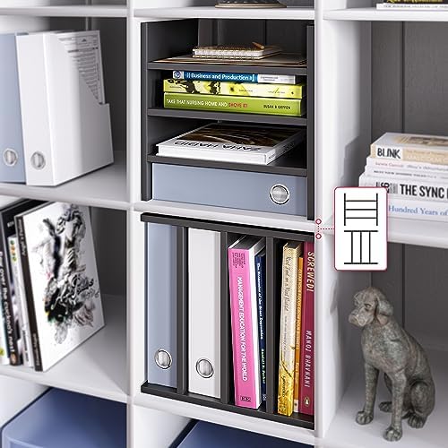 Ballucci 4-Tier Paper Sorter and File Organizer for Desk, Wood Mail Sorter, Fits into IKEA Kallax and ClosetMaid Cube Storage Shelves, Paper Tray, Mail Holder Stand for Classroom, Office, Black - Image 5