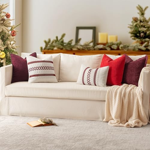 MIULEE Decorative Couch Throw Pillow Covers 16x16 Inch Burgundy Red 2 Pack - Image 6