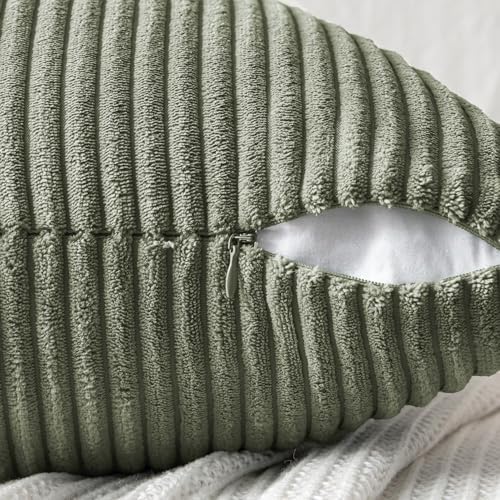 MIULEE Light Olive Green Decorative Throw Pillow Covers for Couch 18x18 in - Image 3