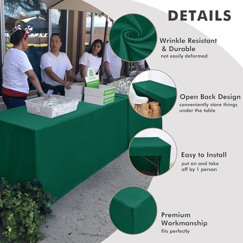 Nasitos 2 Pack Green 6ft Table Cloth Fitted-Open Back Folding Table Cover Washable Fabric and Wrinkle Resistant Table Cloth for Trade Show, Book Fair, Career Fair, Convention, Events - Image 4