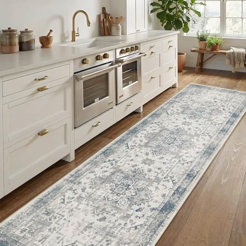 Rugxara 2'6" x 8' Blue Vintage Runner Rug for Hallways Kitchen - Image 2