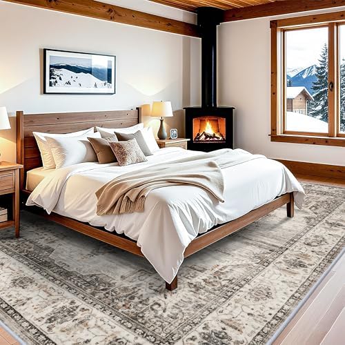 YOUFORTONG 10x12 Area Rug Washable：Large Living Room Area Rugs - Machine Washable Stain Resistant Rug - Soft Low Pile Carpet for Bedroom Dining Room 10'x12' Beige - Image 4