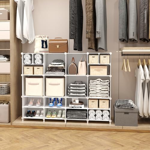 AWTATOS Cube Storage Closet Organizer Storage 12 Cube Shelves, White - Image 4