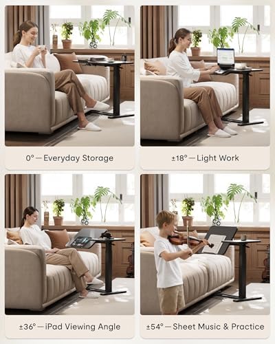 FLEXISPOT 32" Gas Spring C Table with Split Tilting Top,Mobile Side Table - Image 5