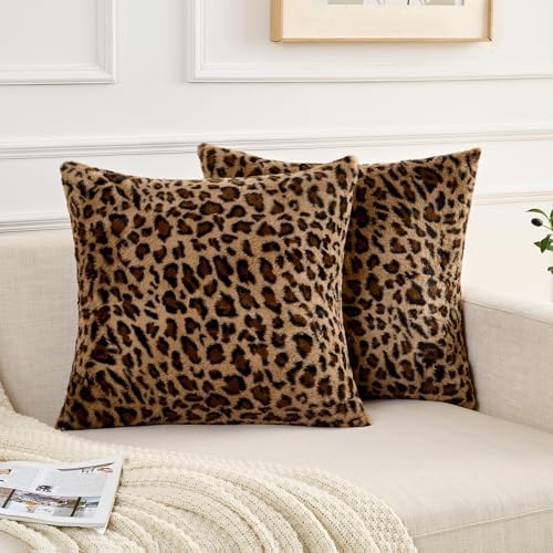 GALMAXS7 Cheetah Pillow Covers Leopard Throw Pillow Covers Set of 2, 20x20 by GALMAXS7