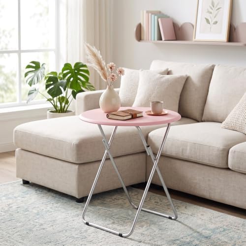 TV Tray Table, Folding TV trays Portable Table on Couch, Round&Pink - Image 7