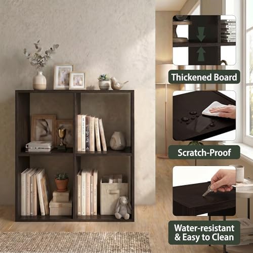 WannabeMyself【Sturdy Build&Easy Assembly】4 Cube Storage Organizer with Anti-Tipping Kits,Reversible Open Back Book Shelf, Bookcase for Living Room,Bedroom,Entrance Hall,Office,24.1×11.4×24.1,Chocolate - Image 3
