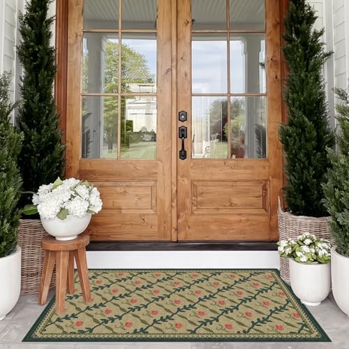 Floral Outdoor Rug - 28"x43" Front Door Mat Indoor Outside Entrance - Image 4