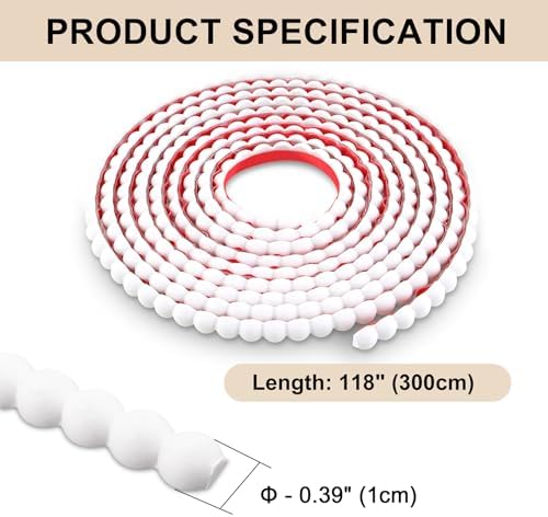Hungbak 0.39" x 118" Peel and Stick Unfinished White Beaded Molding Trim - Self-Adhesive Decorative Strip for Picture Frame, Mirror, Shelf, Wall, Door, Cabinet - Image 2
