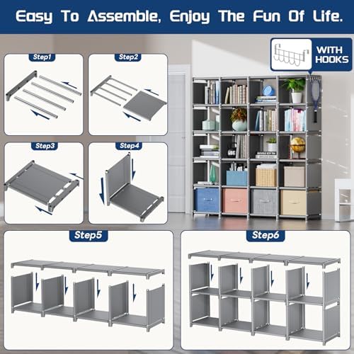 Mavivegue 20 Cube Book Shelf, Storage Organizer, Large DIY Bookcase, Metal Cube Bookshelf, Cubbies Closet Storage Organizer Shelves for Bedroom,Living Room,Home,Office - Image 4