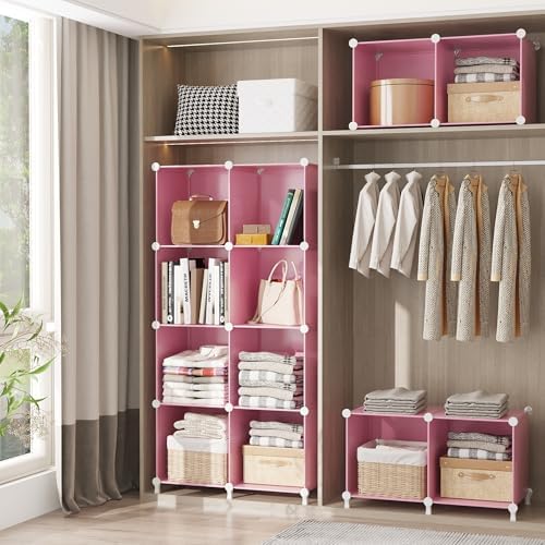 AWTATOS Cube Storage Organizer, Closet Organizers, 6 Cube Shelf, Pink - Image 5